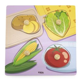 Viga toys - Wooden Knob Puzzle -  Vegetable