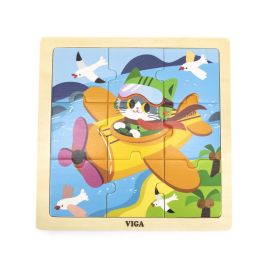 Viga toys - Wooden 9-Piece-Puzzle  - Plane