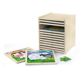 Viga toys - 9-Piece-Puzzle  - 12pcs Set w/Storage Shelf