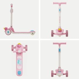B.Duck - 3 wheel Adjustable Handle Kick Scooter With LED PU Wheels - Pink