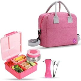 Eazy Kids - Jumbo Bento Lunch Box With Pink Lunch Bag, Food Jar And Cutlery - Pink -  SAM-CMEZ_JLBLB01PI_PI - Toysuae.com