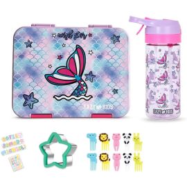 Eazy Kids - 6 And 4 Convertible Lunch Box With 420 ml Water Bottle And Sandwich Cutter - Mermaid Purple -  SAM-CMEZ_BBWB420_MMPU - Toysuae.com