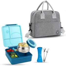 Eazy Kids - Jumbo Bento Lunch Box With Grey Lunch Bag, Food Jar And Cutlery - Blue -  SAM-CMEZ_JLBLB01GY_BU - Toysuae.com