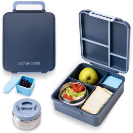 Eazy Kids - Jumbo Bento Lunch Box With Thermos And Dip Jar - Grey -  SAM-EZ_JBBELBSJ_GY - Toysuae.com