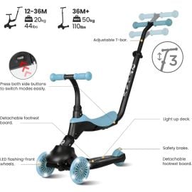 Qplay - Sema Evo 5 In 1 Lightening Scooter - Sky Blue