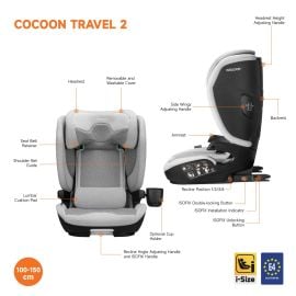 Welldon - Cocoon Travel I-Size Car Seat With IsoFix - Moonstone