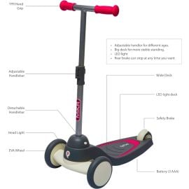 Qplay - Mika LED Scooter - Rose Pink