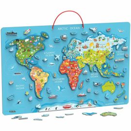 Viga toys - Magnetic World Puzzle + Dry Erase Board