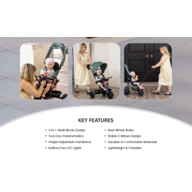 Qplay - Elite Platinum 6 In 1 Tricycle - Grey