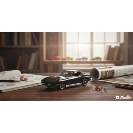D-Power - 1:36 Chevrolet Corvette Stingray Split Window 1963 Diecast Model Car - Matte Black