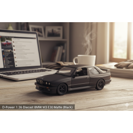 D-Power - 1:36 BMW M3 E30 1986-1991 Diecast Model Car - Matte Black