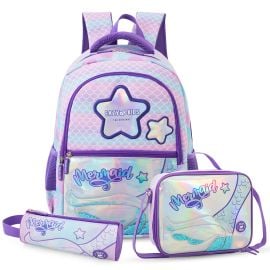 Eazy Kids - 16inch Trolley School Bag Set of 3 with Wheels – Backpack, Lunch Bag & Pencil Case - Purple -  SAM-EZ_S3_MEPU - Toysuae.com