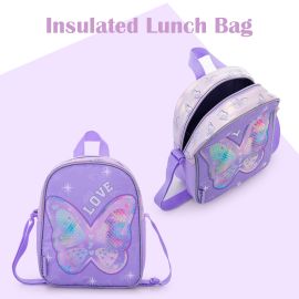 Eazy Kids - 16inch Trolley School Bag Set of 3 with Wheels –  Purple