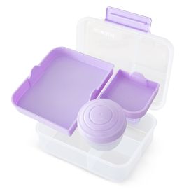 Eazy Kids - 3/4/5 Compartment Convertible 1650ml Bento Lunch Box with 150ml Gravy Bowl - Purple