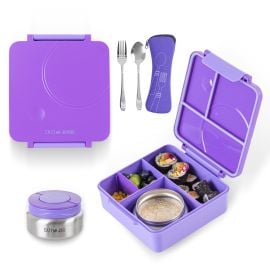 Eazy Kids - 3/4 Jumbo Lunch Box with Bowl, Spoon & Fork - Purple - SAM-EZ_JLB1600N_PU - Toysuae.com