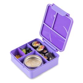 Eazy Kids - 3/4 Jumbo Lunch Box with Bowl, Spoon & Fork - Purple