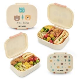 Eazy Kids - Bento Lunch Box Set of 2 1200ml + 760 ml Free Compartment Food Containers - Friend Ivory - SAM-EZ_LB2in1_IV - Toysuae.com