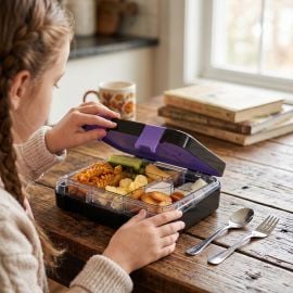 Eazy Kids - Convertible Bento Lunch Box with Insulated Lunch Bag – Teddy Black