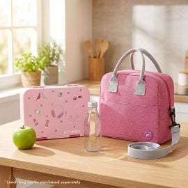 Eazy Kids - Convertible Bento Lunch Box with Insulated Lunch Bag – Pink