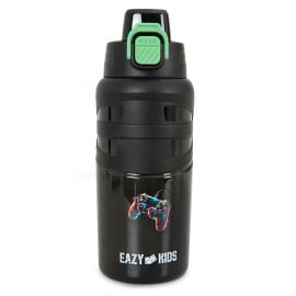 Eazy Kids - Flip Top Water Bottle 750ml – Straw Bottle for Kids - Gamer Black - SAM-EZ_WBPP750_PTGBK - Toysuae.com