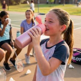 Eazy Kids - Girl Power School Bag Set with Glitter Stainless Steel Water Bottle – Pink