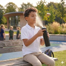 Eazy Kids - Insulated Stainless Steel Water Bottle with Spray 640ml - Black