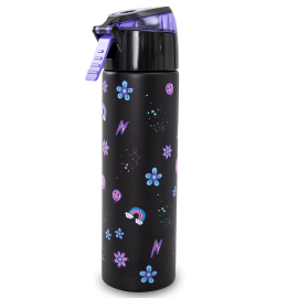Eazy Kids - Insulated Stainless Steel Water Bottle with Spray, Teddy 640 ml - Black - SAM-EZ_WBSS640DWSP_TEDBK - Toysuae.com