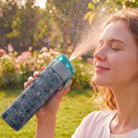 Eazy Kids - Insulated Stainless Steel Water Bottle with Spray, Gaming 640 ml - Grey