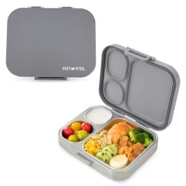 Eazy Kids - Premium Stainless Steel Bento Lunch Box with  Silicon Lid - Grey -  SAM-EZ_LBSS3COM1020_GY - Toysuae.com