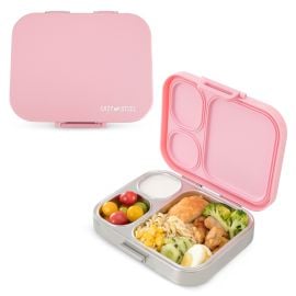 Eazy Kids - Premium Stainless Steel Bento Lunch Box with  Silicon Lid - Pink -  SAM-EZ_LBSS3COM1020_PI - Toysuae.com