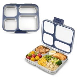 Eazy Kids - Stainless Steel Bento Lunch Box with Tritan Lid - Blue - SAM-EZ_LBSS4COM945_BU - Toysuae.com