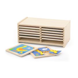 Viga toys - Flat Puzzle - 12pcs Set with Storage Shelf
