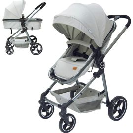 MOON - Pro 2 in 1 Convertible to Carrycot, Reversable Stroller - Light Grey