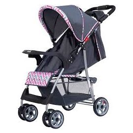 Moon - Trek Baby Stroller  One Hand Fold Baby Travel Gear - Pink Stripes