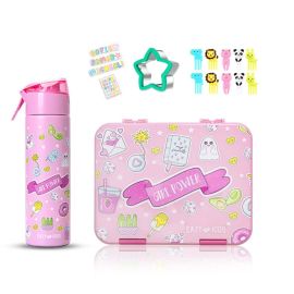 Eazy Kids - 5 And 4 Convertible Lunch Box With SS 640 ml Water Bottle And Sandwich Cutter - Girl Power Pink -  SAM-CMEZ_BBSSWB_GPPI - Toysuae.com