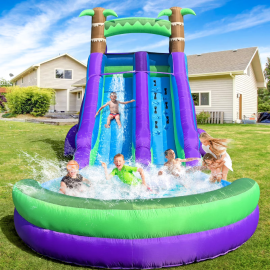Gambol - Rain Forest Inflatable Water Slide with Bounce House Splash Pool