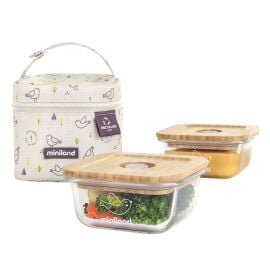 Miniland - Pack 2 Go Ecosquare lunch box - Brown  -  89548 - Toysuae.com