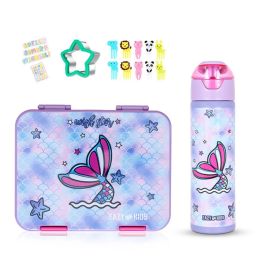 Eazy Kids - 6 And 4 Convertible Lunch Box With SS 640 ml Water Bottle And Sandwich Cutter - Mermaid Purple -  SAM-CMEZ_BBSSWB_MMPU - Toysuae.com