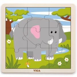 Viga toys - Wooden 9-Piece-Puzzle  - Elephant