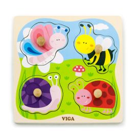 Flat Puzzle w/Big Wooden Knob - Insect