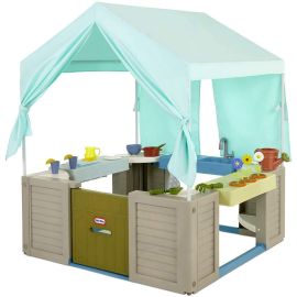 Little Tikes Backyard Bungalow Roleplay Playhouse includes 25+ accessories, 3 roleplay stations
