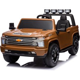 Gambol -12V Chevrolet Silverado 4x4 2 Seater Kids Ride On Car with RC -Brown