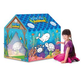 Stem - DIY Graffiti Marine Animal Tent Game House with 12 Color Crayons