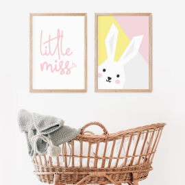 Set of 2 - Abstract Bunny & Little Miss Wall Art Print