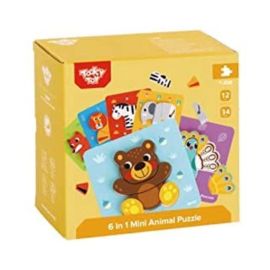 Tooky Toy Wooden 6 In Mini 1 Animal Puzzle Set 