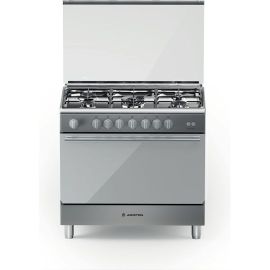 Ariston- Gas Oven and Gas Hob - Enamelled Grids , Freestanding Cooker, Made in Italy, Inox Color