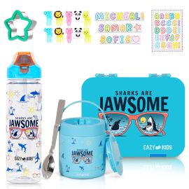 Eazy Kids Lunch Box Set and Tritan Water Bottle w/ Flip Lid, Gen Z