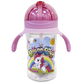 Eazy Kids Unicorn Water Bottle w/t Handle Friends 350ml-Pink