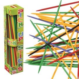Point Games Giant Pick Up Sticks Game: 42 Brightly Colored Plastic Pick up Sticks in Lucite Storage Can, For all Ages!