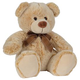 Nicotoy - Sitting Bear With Ribbon 26cm - Light Brown